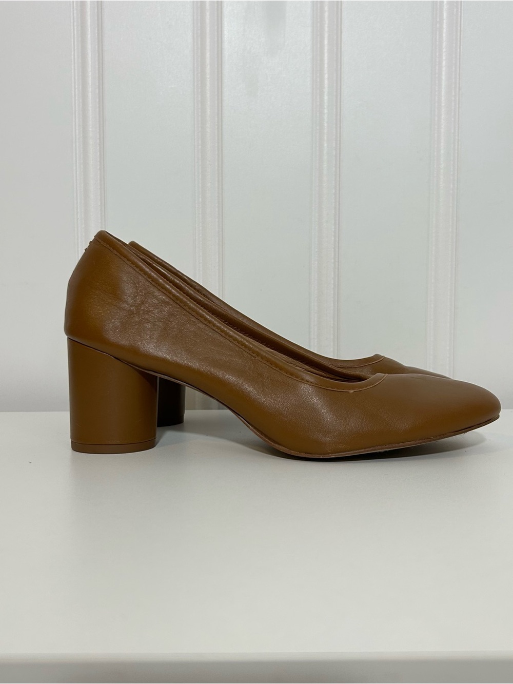 Madewell Reid pump Brown round Heel tan leather women’s 9.5